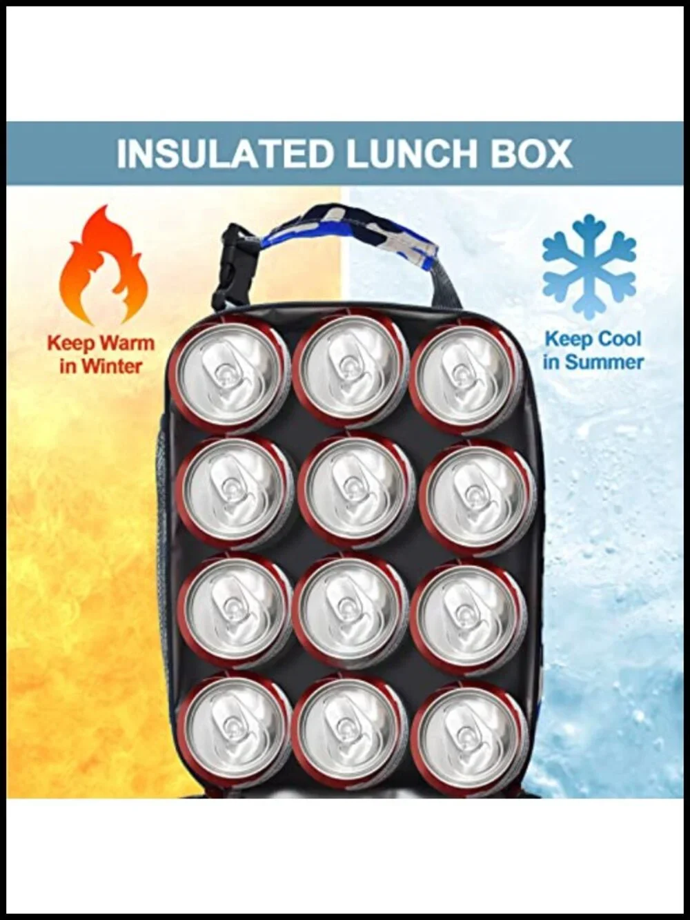 Insulated Lunch Bag Large Capacity Waterproof Oxford Cloth with Detachable